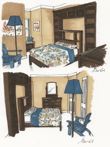 wall unit rendering Boy's Camp Bedroom
